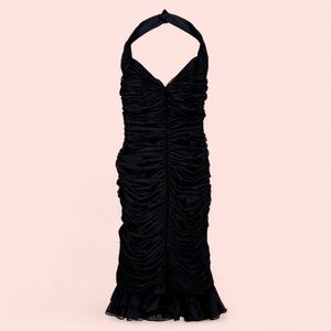 Y2K 2007 Cache Ruched Halter Midi Mermaid Dress